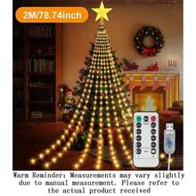 Christmas String Lights, Star Waterfall Style Christmas Decorative Lights (With 8 Lighting Modes And Remote Control Function), Suitable For Christmas Trees, Christmas Tree Gifts, Thanksgiving, Wedding Home Decorations, Autumn Decorations - White - View 12