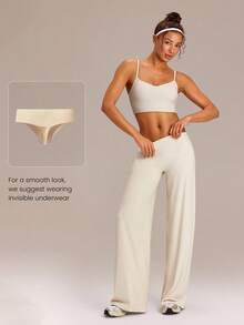 GLOWMODE 32" FeatherFit™-Air Glow Pulse Low-Rise Peakbum Wide Leg Capri Leggings With Back Pocket Low Impact Training Running Workout Gym Fitness Daily Wear - White - View 7
