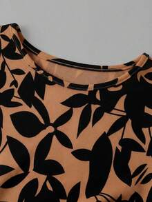 SHEIN Clasi 荷叶边袖收腰A字连衣裙 - 鏽棕色 - 查看 6