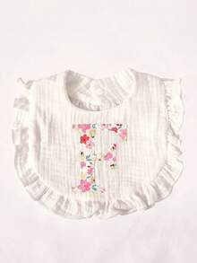 Cozy Pixies 1 Piece [A-Z] 26 Letter Embroidered Baby Bib 26 Ruffle Edge Saliva Towel, Newborn Spit Milk Bib Multi-Color Optional Baby Meal Bag - Multicolor - View 10