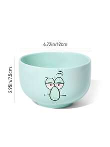 SpongeBob SquarePants | SHEIN 1個 4.7英吋/12公分碗口卡通圖案印花穀物碗，耐冷耐熱，可用於微波爐和洗碗機，適合盛裝米飯、穀物、優格等，海綿寶寶、派大星、章魚哥、蟹老闆 - 淺灰綠 - 查看 5