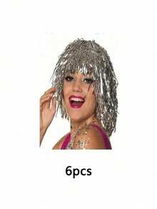 1pc/6/12pcs Shiny Wig, Glitter Party Wig, Colorful Glitter Wig Cap, Disco Costume Wig, Fun Party Hat, Funny Glitter Metal Hair Accessory, Suitable For Party Carnival, Headwear, Daily Party Supplies, Party Home Decor, Party Gifts, Holiday Supplies - multicolor - View 10
