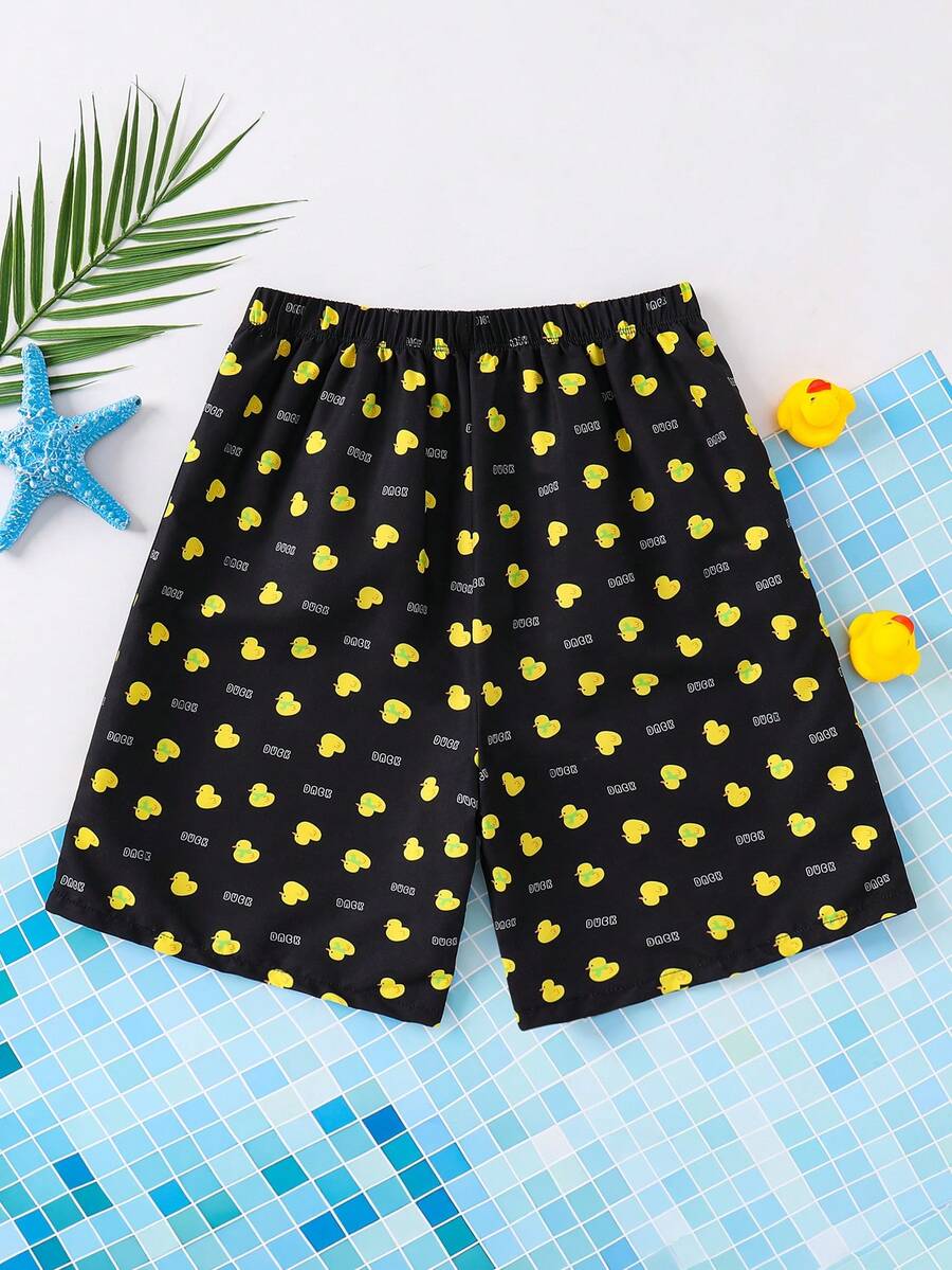 Teen Boy Casual Simple Cartoon Game Console Pattern Loose Swimwear Suitable For Summer - Multicolor - View 1