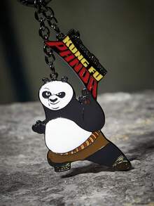 SHEIN Kung Fu Panda Fashion Black Zinc Alloy Movie Cartoon Keychain Bag Pendant Pendant Commemorative Collection Gift - Multicolor - View 3