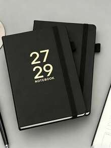2027-2029 English Calendar Notebook, Time Management Planner, Bound Notepad With Straps - K-Black - View 4