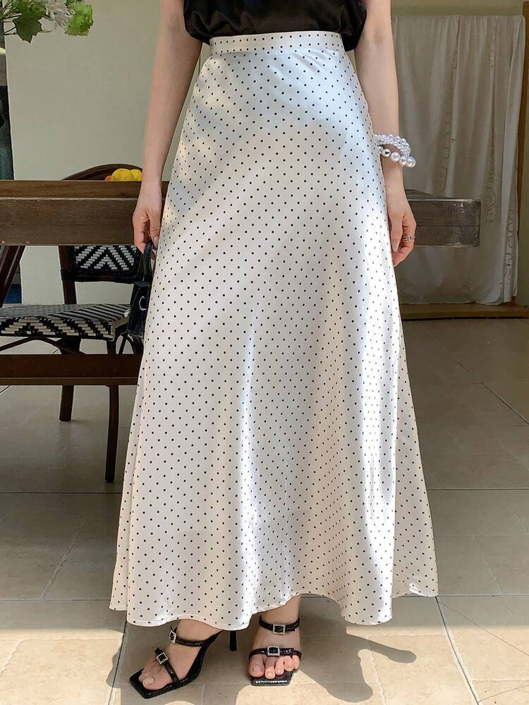 Polka Dot Combined Mermaid Long Skirt Elegant Vacation Summer Women's Skirt