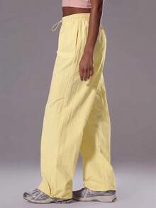 Musera Sport Adjustable Toggle Light Weight Active Shell Pants Workout Gym Sports Pilates Fitness Daily Casual Hibiscus - Butter Yellow - View 3