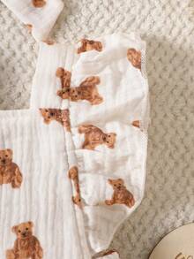 SHEIN Newborn Infant Sleeveless Casual Floral Print Bodysuit, Suitable For Leisure Time Or Outdoor Shopping Wear In Summer - White - View 7