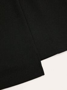 Sweetra Rochie neagră scurtă la genunchi pentru damă, stil casual elegant, minimalistă franceză, fără bretele și fără mâneci, cu talie strânsă, croială A-line, cu cataramă decorativă metalică în formă de inimă și stea de mare, versatilă pentru straturi, primăvară/vară/toamnă, cocktail, petreceri și bal, mărime plus size - Negru - Vizualizare 5