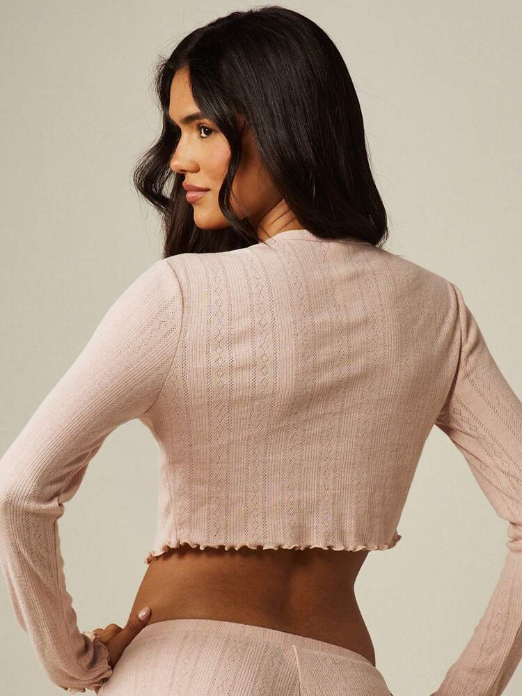 MISSGUIDED Pointelle Knit Cardigan Cami And Shorts Lounge Set