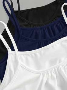 Tseoso 95% Cotton 3pcs/Set Women's Pleated Loose Camisole Tank Top With Adjustable Shoulder Straps, Suitable For Spring And Summer - Multicolor - View 4