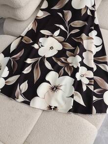 Franclia Women's Plus Size Patchwork Print Dress Waist-Defining Elegant Skirt Wedding Wedding Guest Tea Party Party Guest Black Summer - Multicolor - View 6