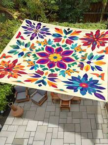 1 Stück Boho-Mandala-Muster Farbverlauf Outdoor-Sonnenschutzvorhang, einfach zu installieren und zu verstauen, für Garten, Terrasse, Poolbereich, ohne Stange, UV-beständig, Sommer-Essential, Must-Have - A - Übersicht 8