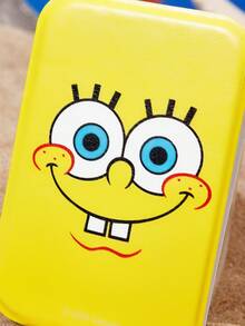 SpongeBob SquarePants | SHEIN 1個可愛圖案印花PU皮革材質粉紅色可折疊HD便攜式鏡子，可站立或手持，輕巧便攜，方便檢查妝容細節，適合旅行和通勤，海綿，卡通 - 黃色 - 查看 3