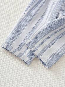 Cozy Pixies Baby Boy Colorful Striped Elastic Waist Casual Comfortable Pants,Kids - Dusty Blue - View 6
