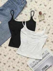Attitoon 3pcs 95% Cotton Women's Tight-Fitting Backless Camisole, Summer Outfit For Women - Multicolor - View 10