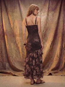Fembélia Women's Fashion Adjustable Strap Backless Dress, Multi-Color - Brown - View 2