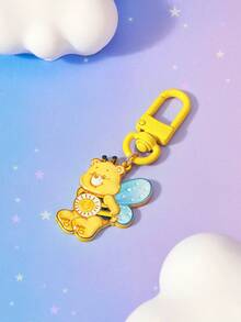 SHEIN X Care Bears New Creative Cartoon Multi-Color Cute Bee Pattern Printing Keychain, IP Joint Design, Cute Personalized, Simple And Generous, Can Also Be Used As Accessories, Suitable For Various Parties, Concerts, Festivals, Exquisite Gifts - Yellow - View 4