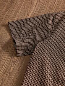 SWAVVY Men's Plaid Letter Print Single-Breasted Casual Versatile Daily Outing Shirt - Brown - View 6