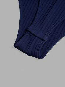 GlowEve Women's Solid Color Button Design Casual Tank Top Bodysuit - Navy Blue - View 6