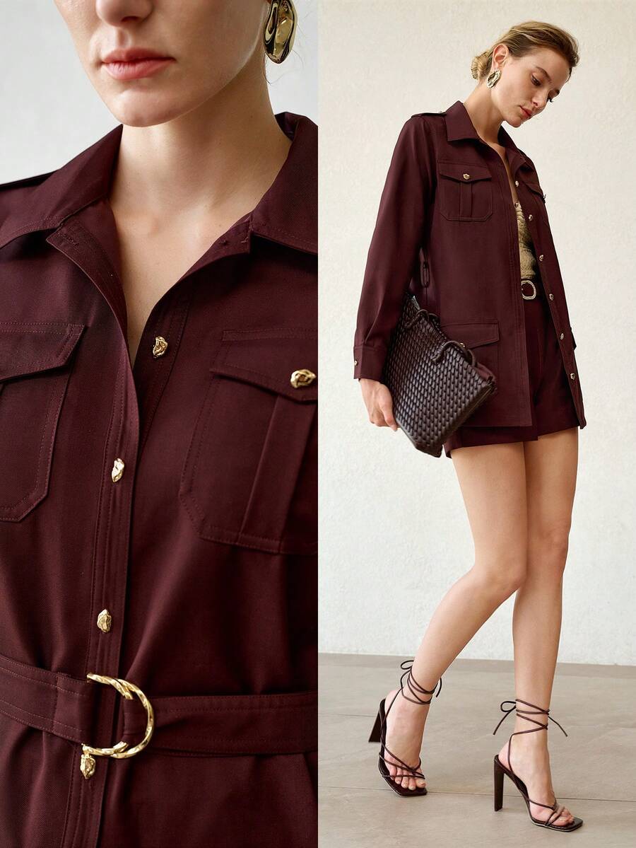 MOTF PREMIUM WOMEN'S FASHIONABLE MINIMALIST UTILITY JACKET WITH BELT