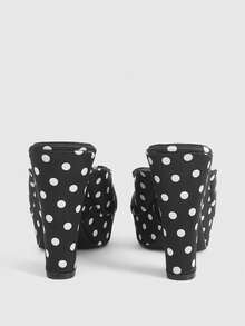 CUCCOO LuxiPop 2026 High-Heeled Platform Sandals Women's New Peep Toe Polka-Dot Satin Thick-Heeled Slippers Summer - Black - View 6