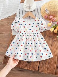 Vestido casual lindo, dulce e interesante con mangas con volantes para bebé niña/niña pequeña de 0-3 años, adecuado para uso diario y salidas en primavera/verano - Blanco - Ver 5