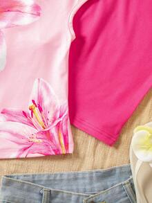Sparklyn Set de 3 camisetas ajustadas de hombros descubiertos para niñas, estilo vacacional, multicolor - Multicolor - Ver 3