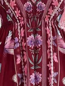 Flirla Bohemian Style Printed Beach Slip Dress - Burgundy - View 4