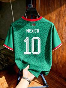 Men's Aesthetic Soccer Jersey, Mexico No. 10 Design, Inspired By The World Cup, Ideal For Matches, Street Wear, Parties And Everyday Use, For Men, Teens And Fans - 綠色 - 查看 2