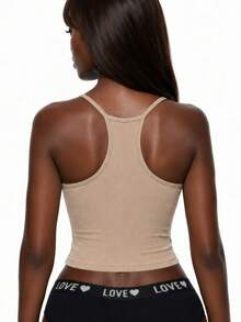 Rest Era 1pc Khaki Women's Letter Print Camisole - Khaki - View 2