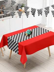 1/3pcs Racing Themed Birthday Tablecloth, Racing Themed Birthday Party Decoration, Black And White Checkered Tablecloth, Home Decor, Dining Table Decor, Racing Themed Party Supplies Disposable Plastic Tablecloth, Mustard Yellow Racing Party Decor, Welcome To The World Of Racing Fans, Bachelor Racing Night Holiday Kitchen Table Decor, Birthday Gift Party Favor - multicolor - View 14