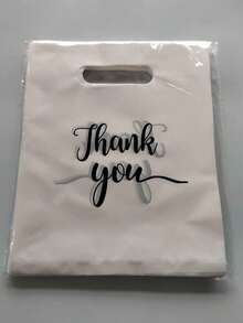 50pcs Gift Packaging Bags "Thank You" Wedding Favor Bags Birthday Party Gift Bags Jewelry Cosmetics Pouches, Reusable Tote Bags - White - View 7