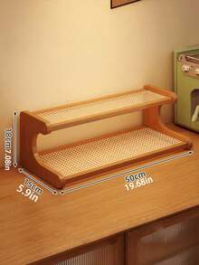 1 PC 2/3 Tier High Capacity Thickened Drainage Sturdy Ladder Space Saving Stylish Natural Bamboo Multifunctional Storage Shelf For Kitchen Office Vanity Home Decor Organization Rack - Brown - View 13