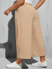 SHEIN Essnce 大尺碼女款夏季寬鬆舒適休閒長褲、七分褲，2件組，夏季高腰寬腿褲，寬鬆舒適休閒長褲 - 彩色 - 查看 3