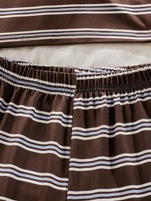 Elladie kids Teen Girls Summer Casual Basic Versatile Daily Wear & Home Sports Sleeveless Crop Top And Loose Shorts Solid Color Vest Set - Brown - View 6