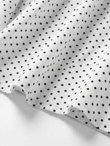 SHEIN Franclia 女款休閒無袖上衣背心，抓皺波點布料，附同材質腰帶，鬆緊腰收褶，性感優雅，適合辦公室與茶會 - 彩色 - 查看 4