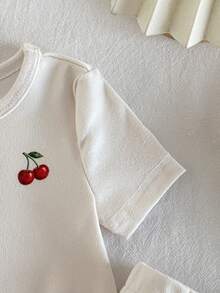 Infant Girls Short Sleeve Long Pants Snug Fit Loungewear - Apricot - View 6