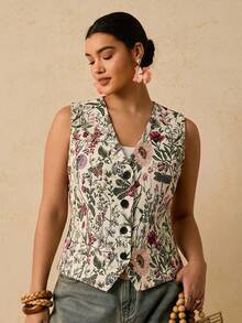 Travachic Plus Size Summer Casual Jacquard Vest Jacket Winter - Multicolor - View 1