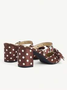 CUCCOO CHICEST Giày sandal cao gót mũi nhọn kiểu Pháp, phần trên thấp, mũi kín, dành cho nữ, kiểu dáng kitten và có nơ, gót mỏng, khóa cài. - Cà phê nâu - Xem 11