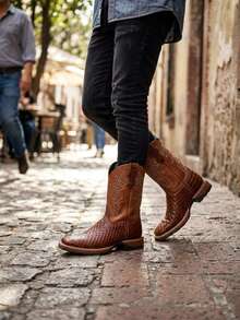 Men's Leather Boots - Red - View 2