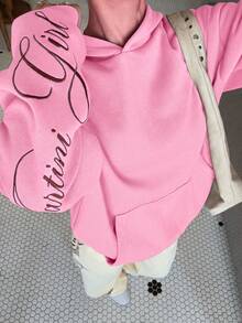 Muchica Women's Pink Hooded Embroidered Long Sleeve Sweatshirt - Pink - View 7