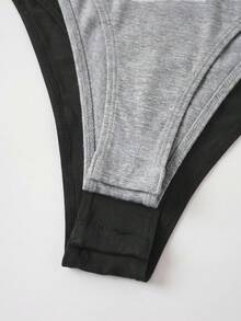 SHEIN BASICS 2件組休閒素色針織圓領長袖女款連身衣 - 彩色 - 查看 6