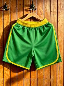 Aesthetic Post Men Contrast Color Elastic Waist Drawstring Casual Digital Print Shorts, Summer, Holiday - Multicolor - View 2