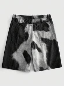 ROMWE MEN Men's Contrast Color Pocket Loose Casual Denim Shorts - Black - View 2