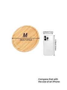 1pc Round Bamboo Food Tray, Simple Tray For Home,Kitchen,Christmas Gift - Beige - View 6
