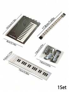 Joivida 1Pc/3Pcs Stationery Set, Holiday Event Gift, Piano Note Theme, Combo Including Pencils, Rulers, Erasers And Notebooks With Black-And-White Keyboard Patterns - Multicolor - View 13