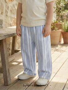 Cozy Pixies Baby Boy Colorful Striped Elastic Waist Casual Comfortable Pants,Kids - Dusty Blue - View 8