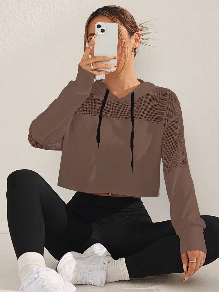 Sovereign Charm Drawstring Hooded Dropped Shoulder Casual Loose Short Sporty Sweatshirt - Multicolor - View 1