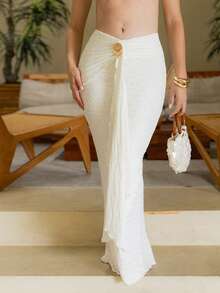 Andrea Bello All White Skirt Party Women Fall Modest Old Money Glitter Holiday Party Rave Festival Outing Swim Vacation Bohemian BOHO Sea Beach Hot Outdoor Summer - Apricot - View 6